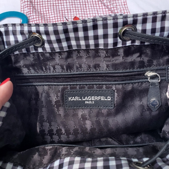 Karl Lagerfeld Mini Style Checkered Backpack purse - Picture 8 of 10